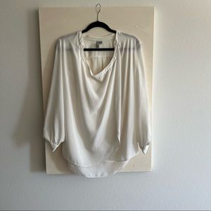 ASOS drape cowl neck oversized blouse ivory 3/4 sleeve